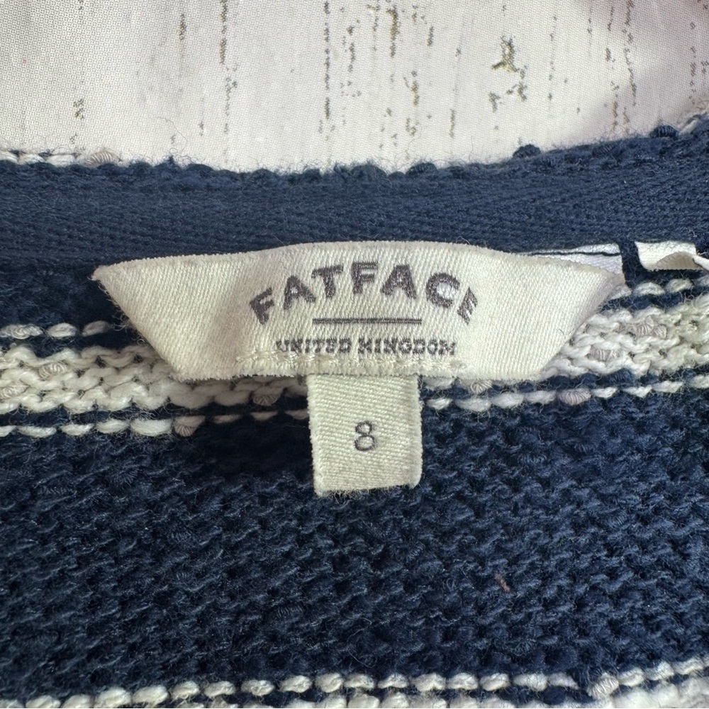 FatFace Striped Knit Hoodie Cardigan Navy White Size 8 Preppy Coastal Grandma - Picture 5 of 15